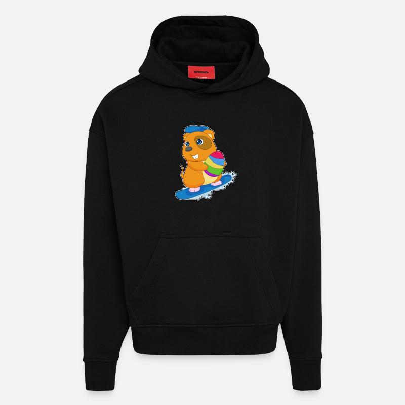 Hamster Ostern Snowboard - Hoodie- made by SPREAD - SOLID BLACK