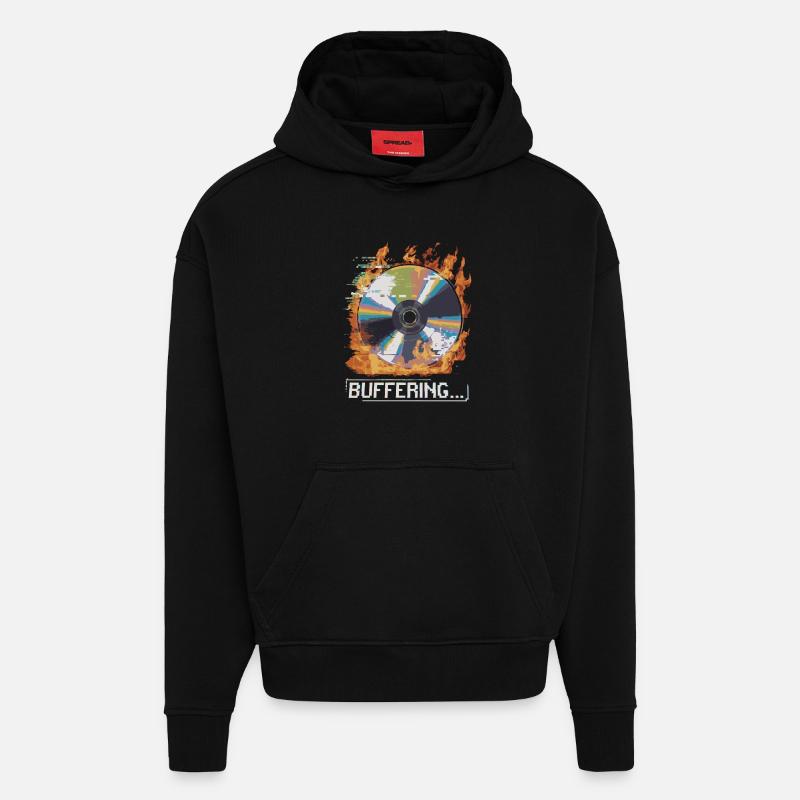 Pufferung... Flamingo Glitched CD Retro Design - Hoodie- made by SPREAD - SOLID BLACK