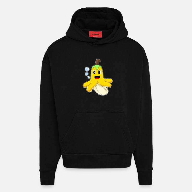 Poulpe Banane - Sweat à capuche bio épais oversize fabriqué en UE - SOLID BLACK
