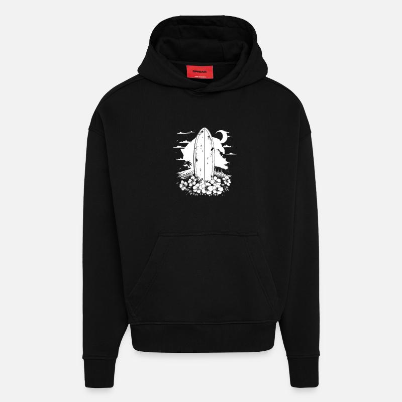 Planche de surf - Sweat à capuche bio épais oversize fabriqué en UE - SOLID BLACK