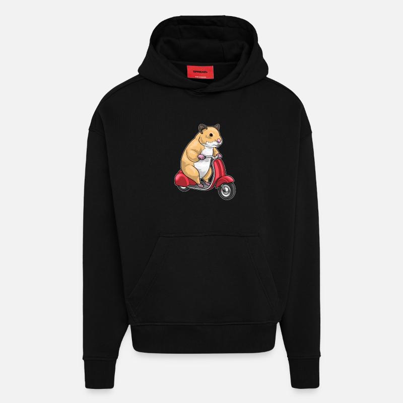 Hamster Motorroller - Hoodie- made by SPREAD  - SOLID BLACK
