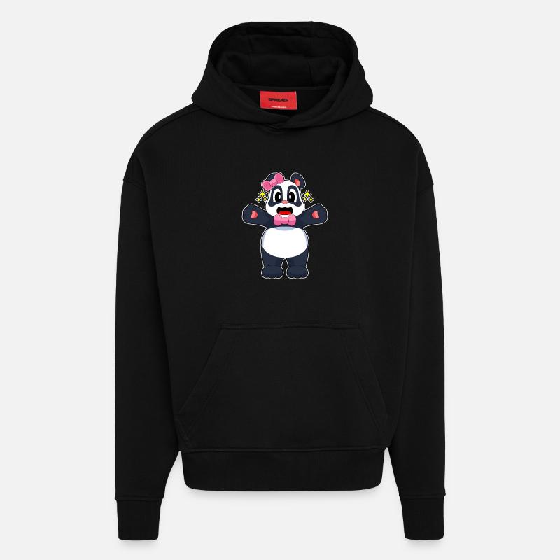 Panda Schleife - Hoodie- made by SPREAD  - SOLID BLACK