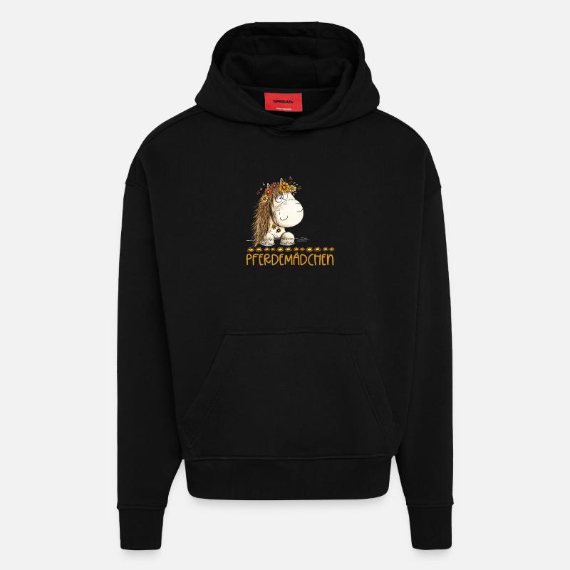 Pferdemädchen Spruch Mit Süßem Pferd - Hoodie- made by SPREAD  - SOLID BLACK