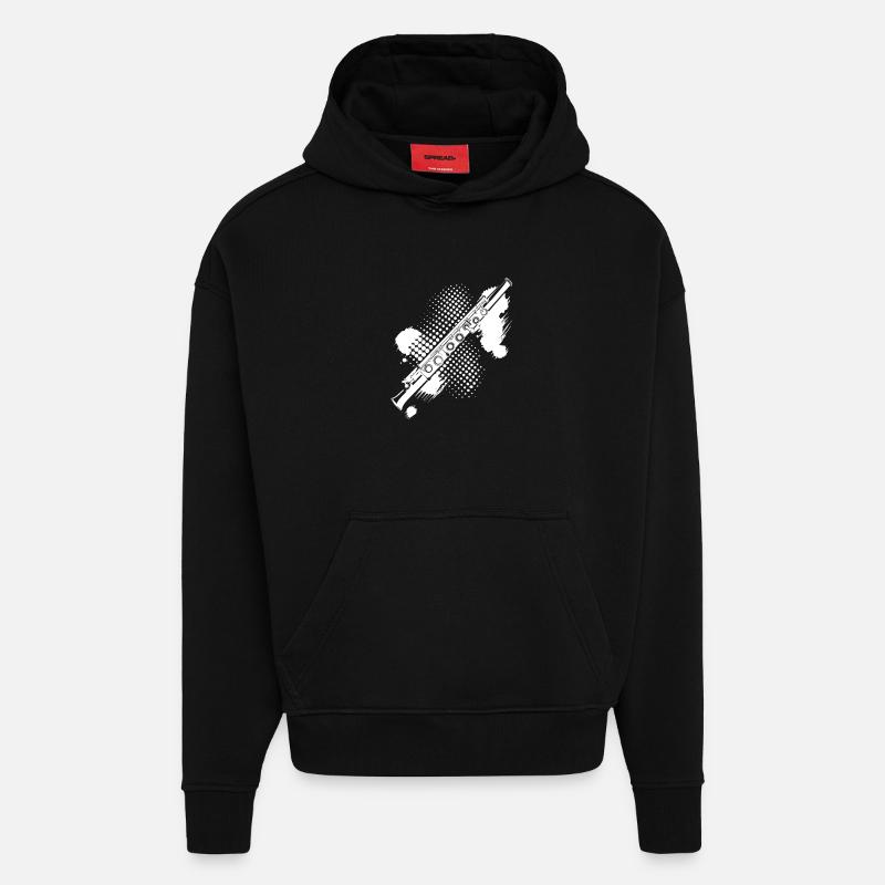 Teinture de flûte - Sweat à capuche bio épais oversize fabriqué en UE - SOLID BLACK