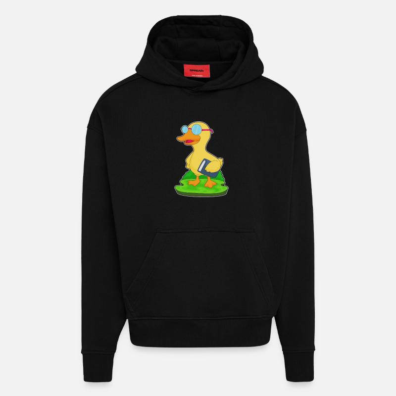 Ente Nerd Buch Brille - Hoodie- made by SPREAD  - SOLID BLACK