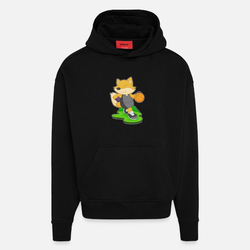 Fox Basketteur Basketteur - Sweat à capuche bio épais oversize fabriqué en UE - SOLID BLACK