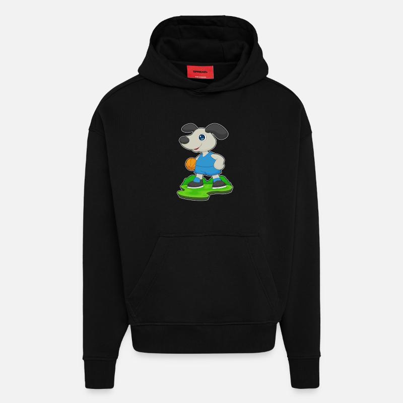 Chien Basketteur Basketteur - Sweat à capuche bio épais oversize fabriqué en UE - SOLID BLACK
