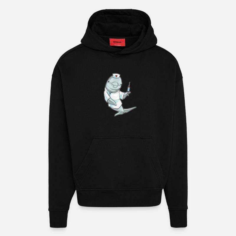 Dolphin Nurse Nursing Routine - Hoodie- made by SPREAD - SOLID BLACK