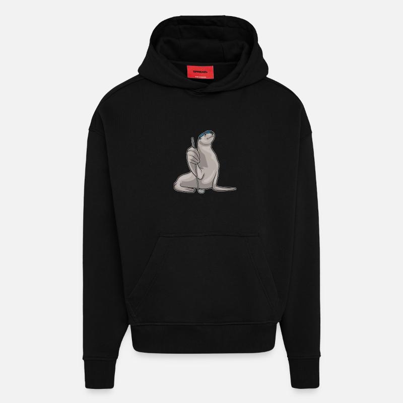 Seal Golf Golf Clubs - Sweat à capuche bio épais oversize fabriqué en UE - SOLID BLACK