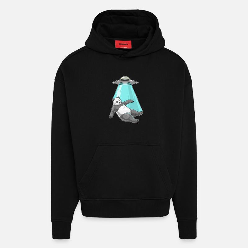Vaisseau spatial Panda - Sweat à capuche bio épais oversize fabriqué en UE - SOLID BLACK
