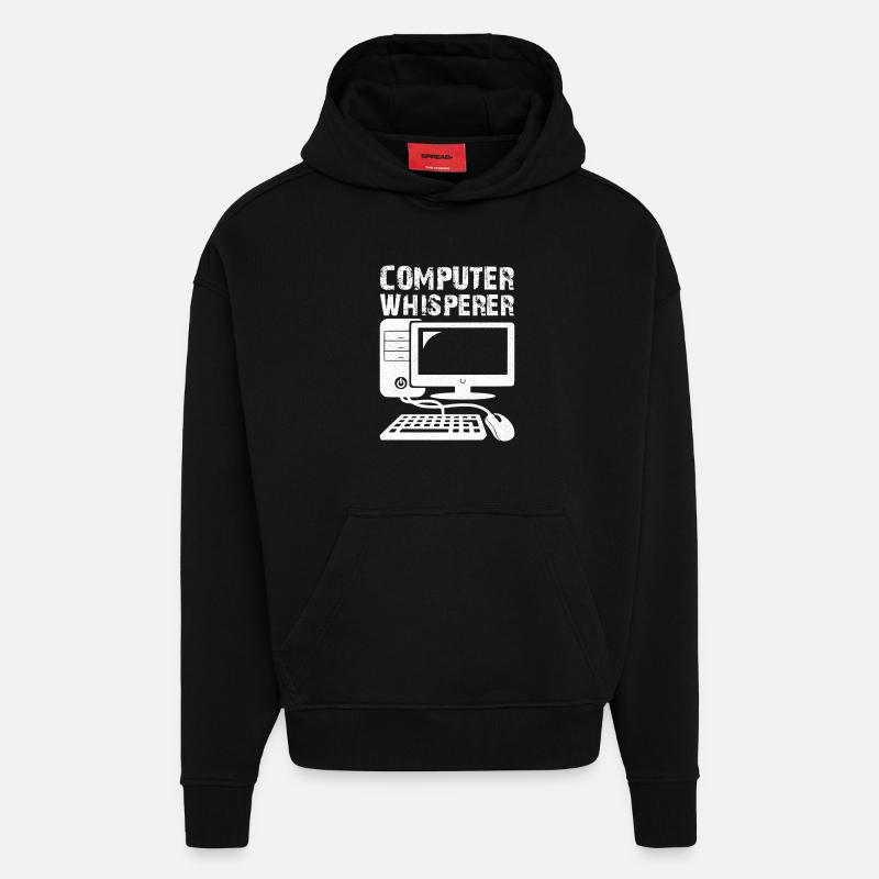 Chuchoteur d’ordinateur - Sweat à capuche bio épais oversize fabriqué en UE - SOLID BLACK