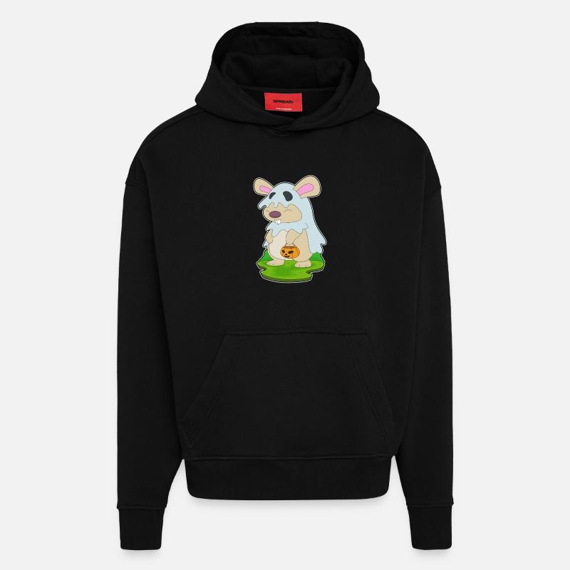 Bunny Halloween Ghost - Hoodie- made by SPREAD - SOLID BLACK