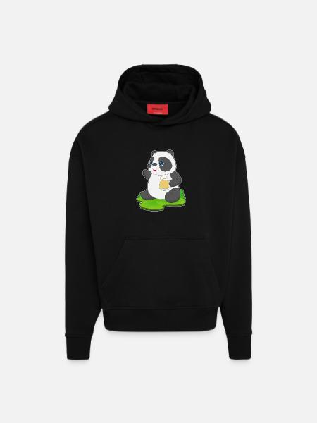 Bière Panda - Sweat à capuche bio épais oversize fabriqué en UE - SOLID BLACK