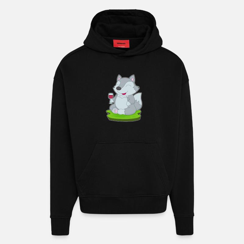 Wolf Rotwein - Hoodie- made by SPREAD - SOLID BLACK