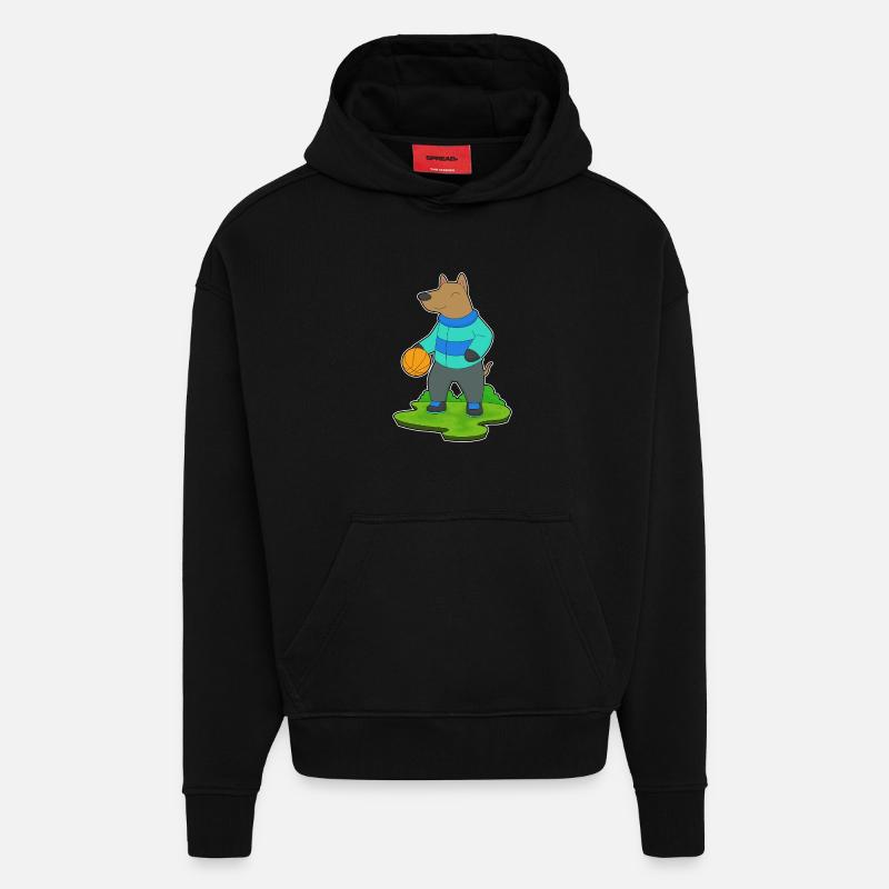 Chien Basketteur Basketteur - Sweat à capuche bio épais oversize fabriqué en UE - SOLID BLACK