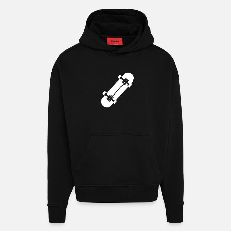Planche à roulettes Pixel Art - Sweat à capuche bio épais oversize fabriqué en UE - SOLID BLACK