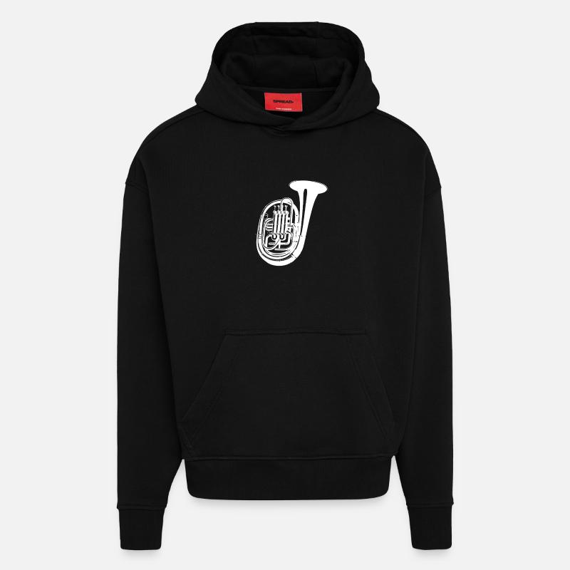 Dessin de tuba - Sweat à capuche bio épais oversize fabriqué en UE - SOLID BLACK