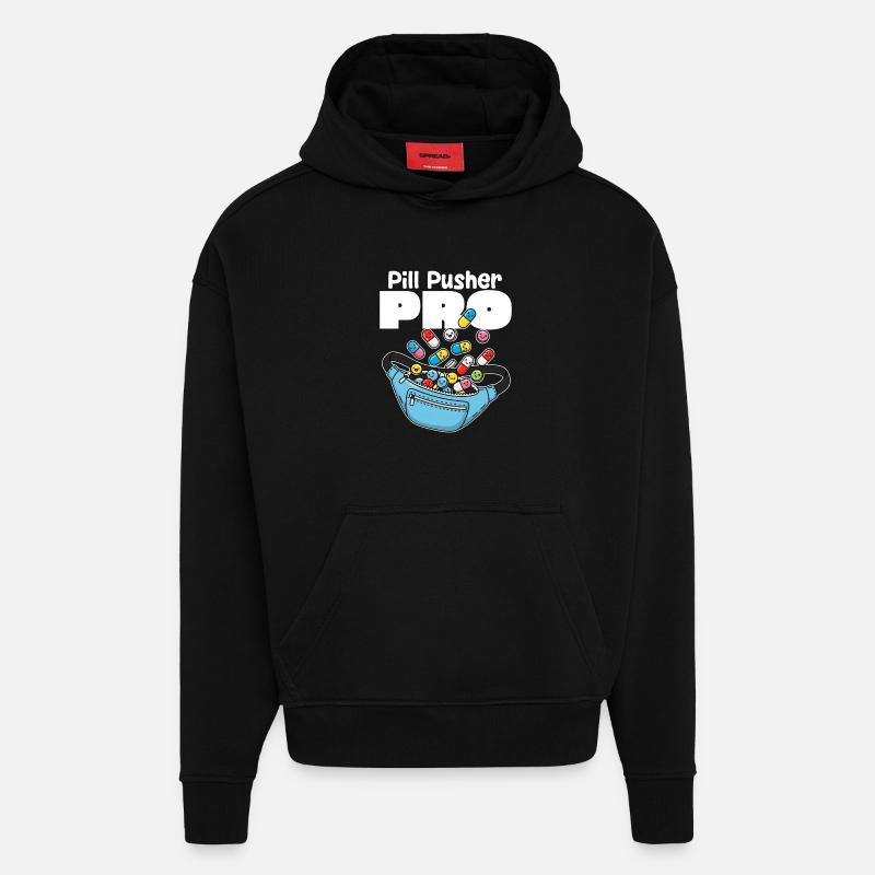 PILUL PUSHER PRO - CADEAU D’INFIRMIÈRE - Sweat à capuche bio épais oversize fabriqué en UE - SOLID BLACK