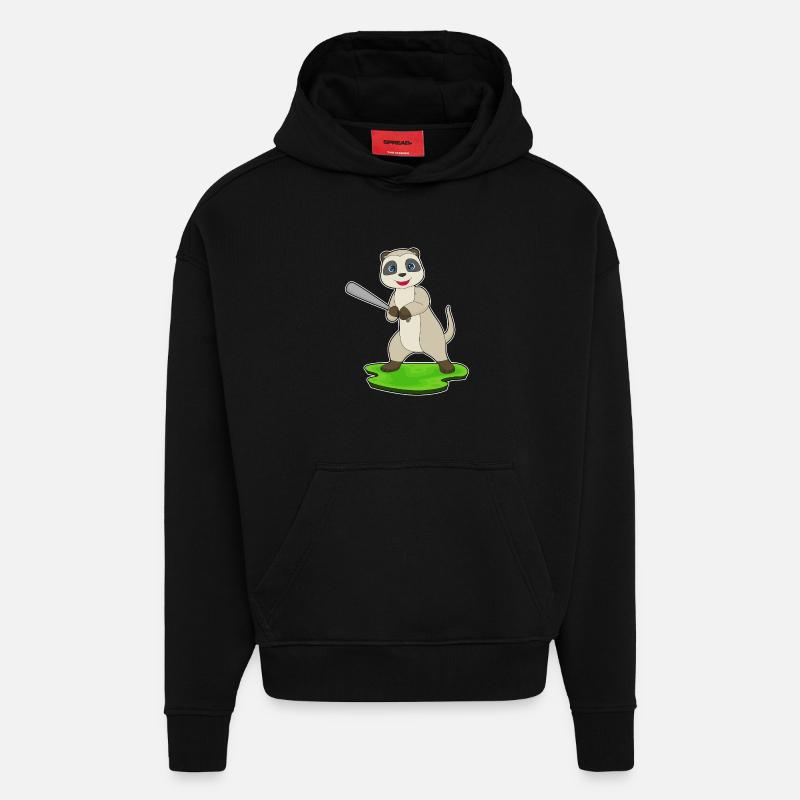Erdmännchen Baseball Baseballschläger - Hoodie- made by SPREAD  - SOLID BLACK