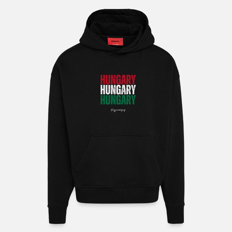 Fierté hongroise, j’aime la Hongrie - Sweat à capuche bio épais oversize fabriqué en UE - SOLID BLACK