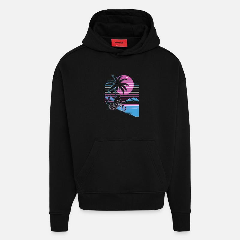 VTT Synthwave - Sweat à capuche bio épais oversize fabriqué en UE - SOLID BLACK
