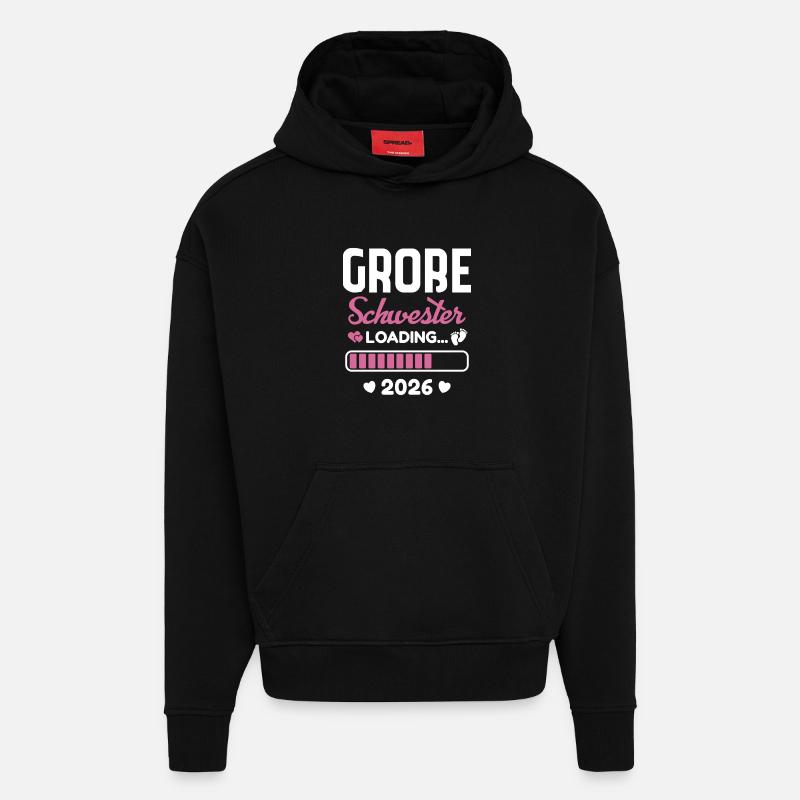 Große Schwester 2026 Loading - Hoodie- made by SPREAD - SOLID BLACK
