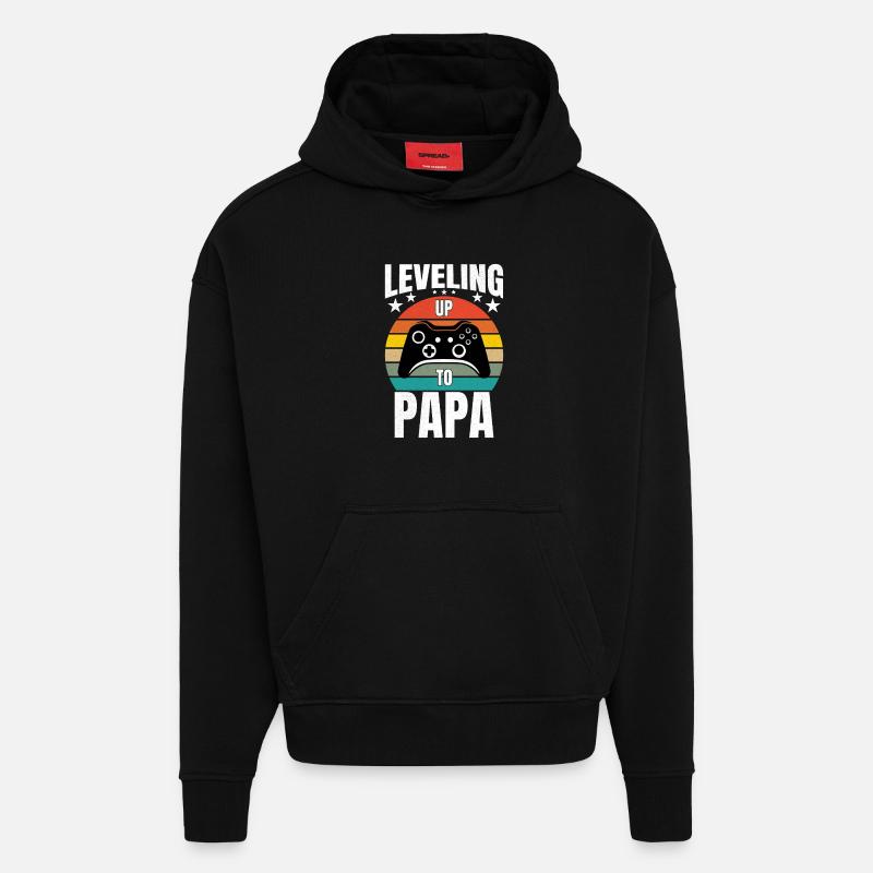 Montée de niveau jusqu’à papa - Sweat à capuche bio épais oversize fabriqué en UE - SOLID BLACK