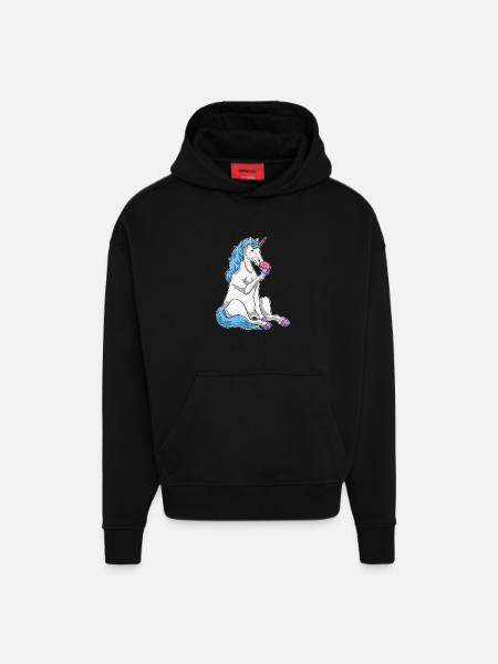 Beignet licorne - Sweat à capuche bio épais oversize fabriqué en UE - SOLID BLACK