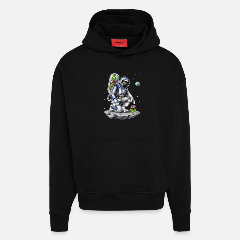 Botaniste astronaute spatial - Sweat à capuche bio épais oversize fabriqué en UE - SOLID BLACK