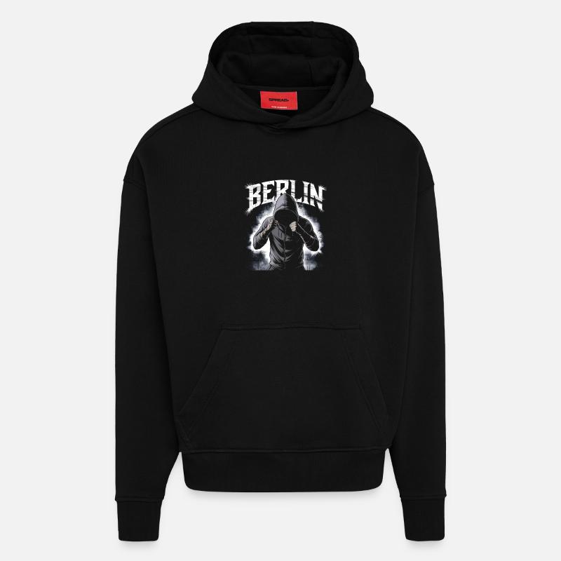 Graffiti-Style Berlin Stadtbild - Hoodie- made by SPREAD  - SOLID BLACK