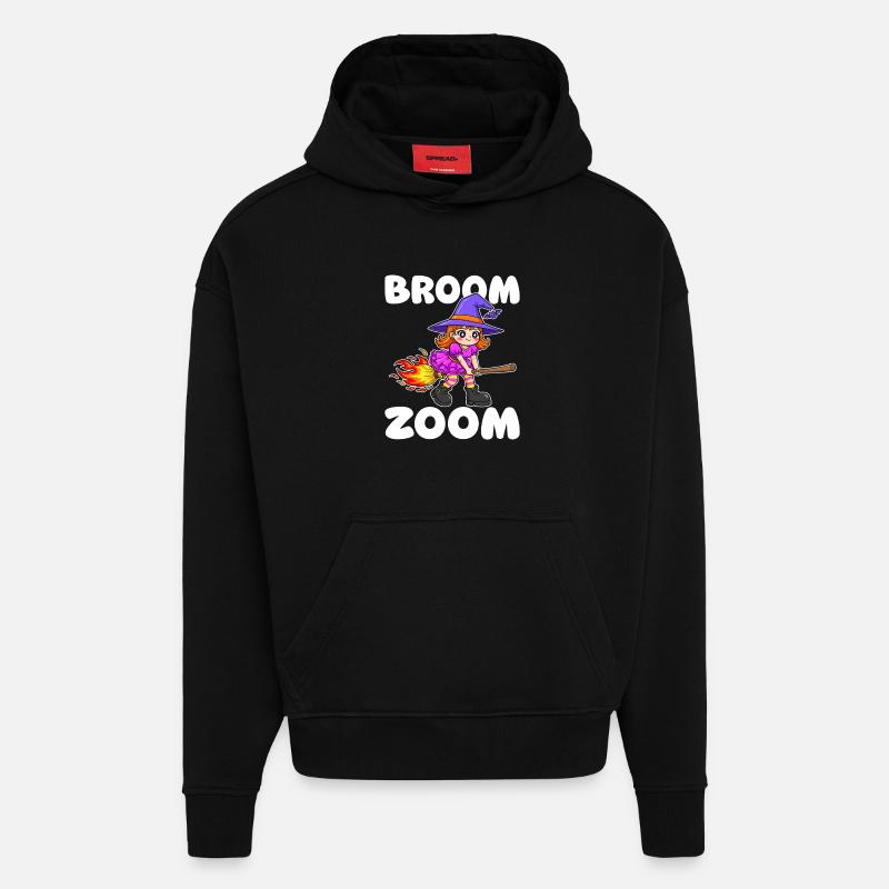 BAI ZOOM - SORCIÈRE HALLOWEEN - Sweat à capuche bio épais oversize fabriqué en UE - SOLID BLACK