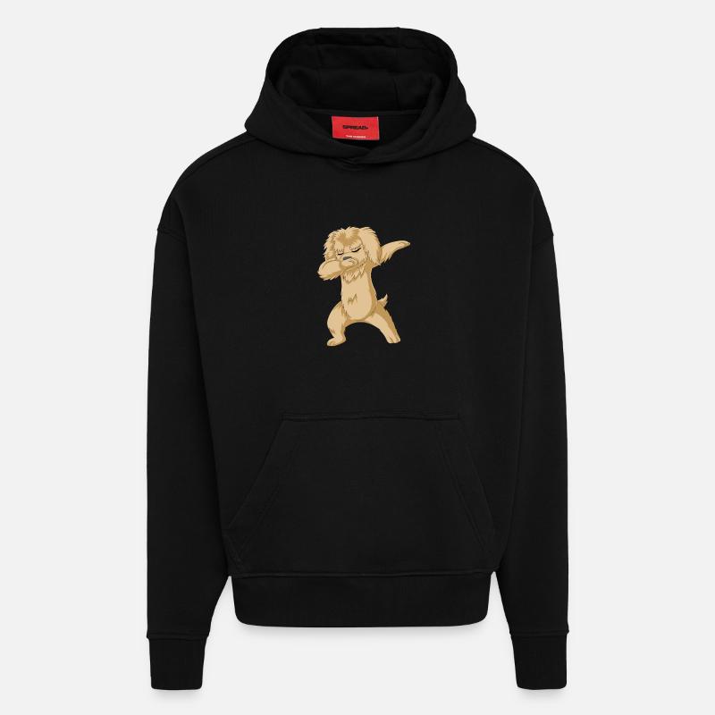 Griffonnage doré - Sweat à capuche bio épais oversize fabriqué en UE - SOLID BLACK