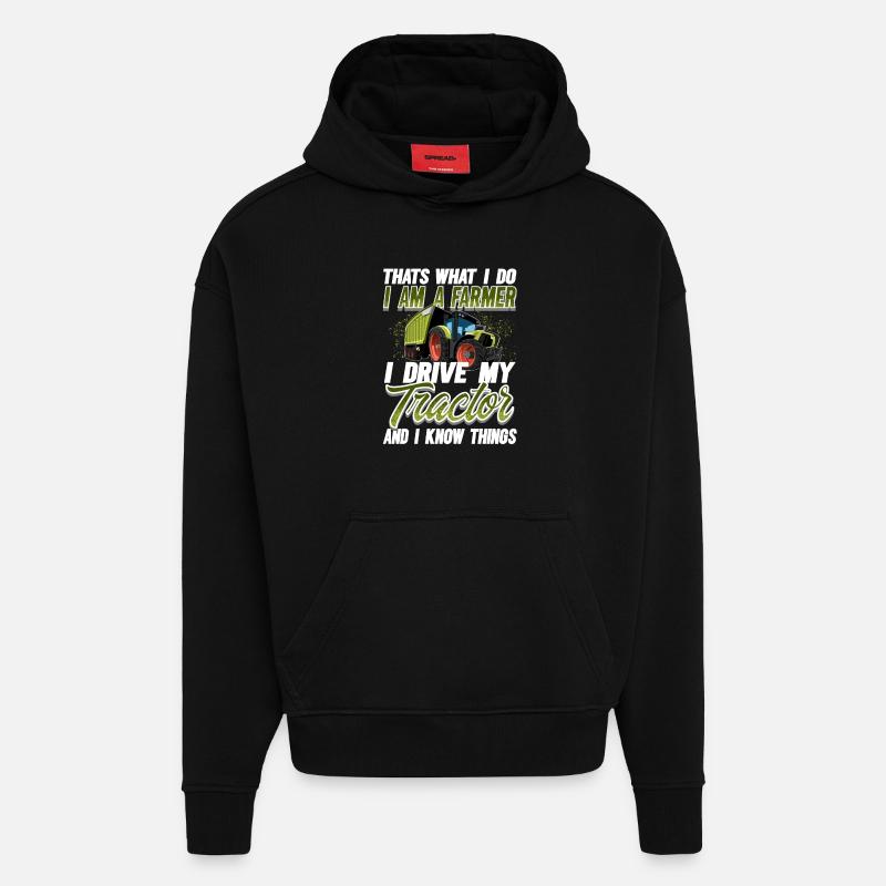Tractor Farmer - Hoodie- made by SPREAD  - SOLID BLACK