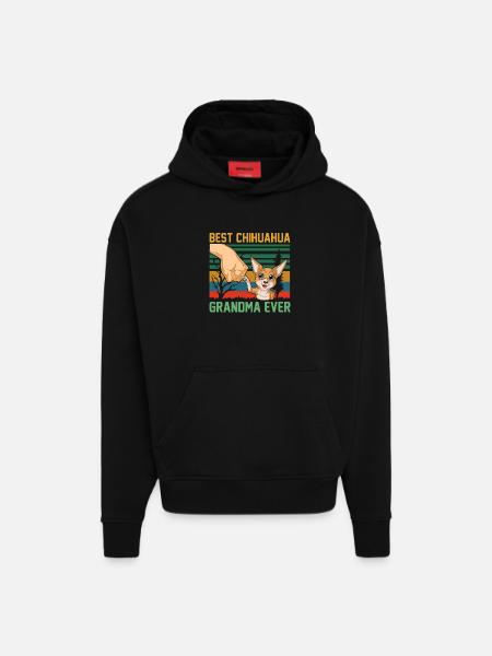 Chihuahua - Sweat à capuche bio épais oversize fabriqué en UE - SOLID BLACK