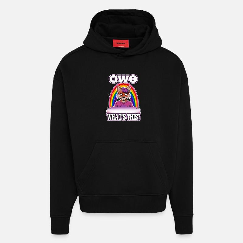 OwO Qu’est-ce que c’est ? - Sweat à capuche bio épais oversize fabriqué en UE - SOLID BLACK