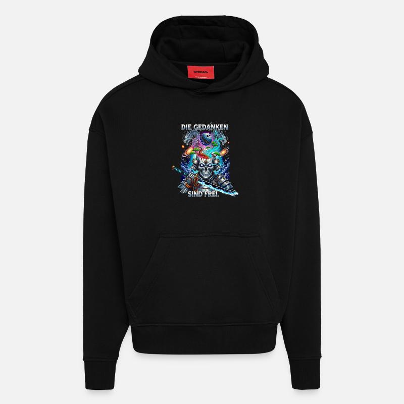 Die Gedanken sind frei Totenkopf Samurai - Hoodie- made by SPREAD  - SOLID BLACK