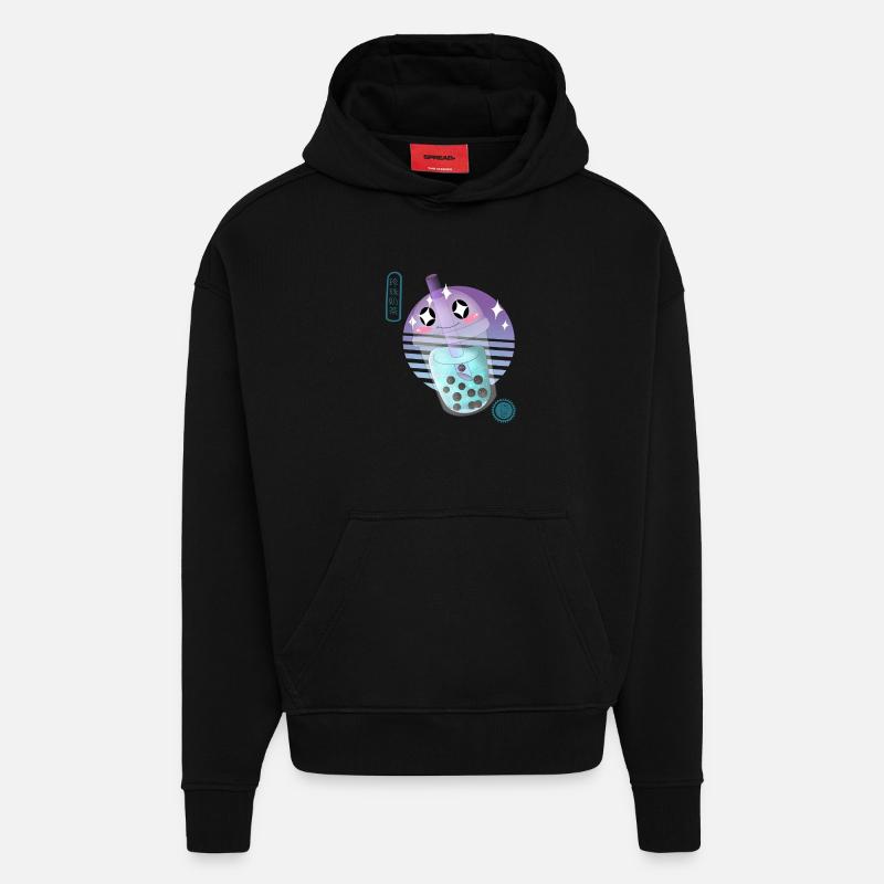 Kawaii Bubble Tee Illustration - Hoodie- made by SPREAD  - SOLID BLACK