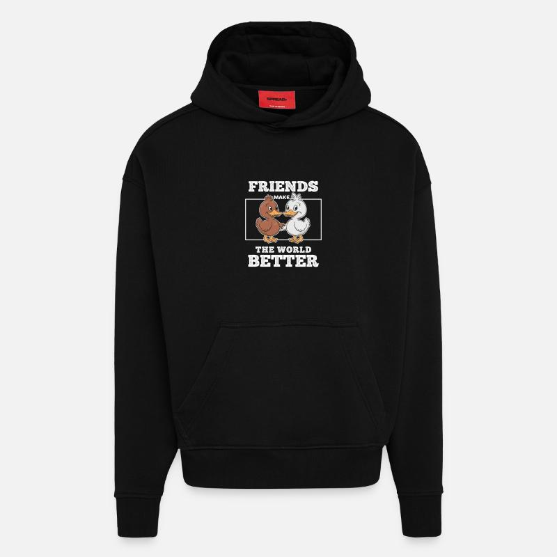 Idée Cadeau Pour Meilleurs Amis Canards Complice - Sweat à capuche bio épais oversize fabriqué en UE - SOLID BLACK