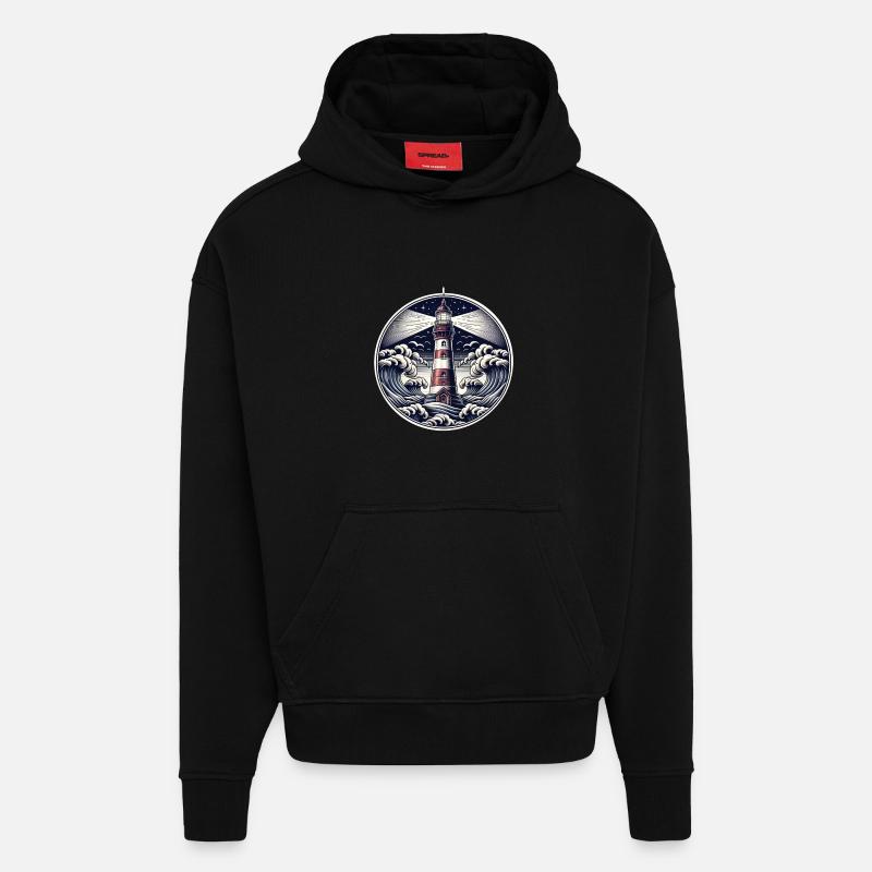 phare - Sweat à capuche bio épais oversize fabriqué en UE - SOLID BLACK