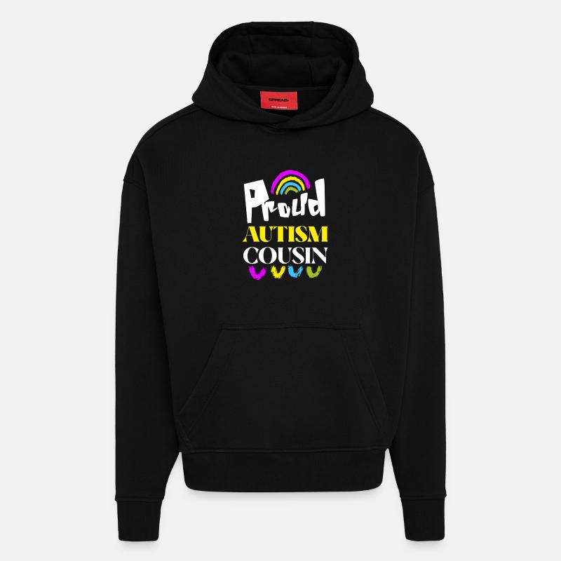 Fier cousin de l’autisme - Sweat à capuche bio épais oversize fabriqué en UE - SOLID BLACK
