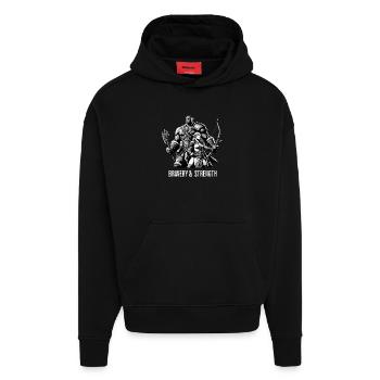Bravery & Strength Gamer Hoodie Ork Gaming T-Shirt - Hoodie- made by SPREAD  - SOLID BLACK - Vorne