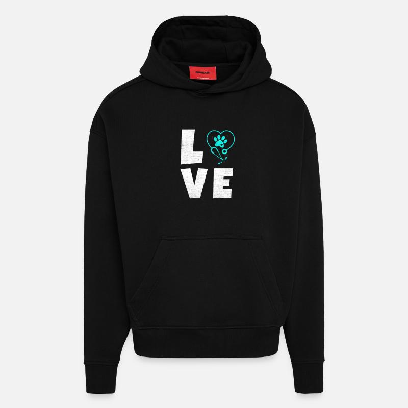 Tierliebe Logo mit Pfotenherz - Hoodie- made by SPREAD  - SOLID BLACK