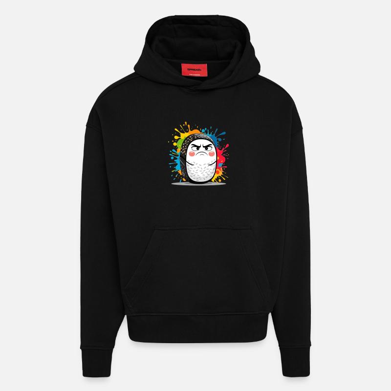Wütender Sushi Roll mit Farbspritzern - Hoodie- made by SPREAD  - SOLID BLACK