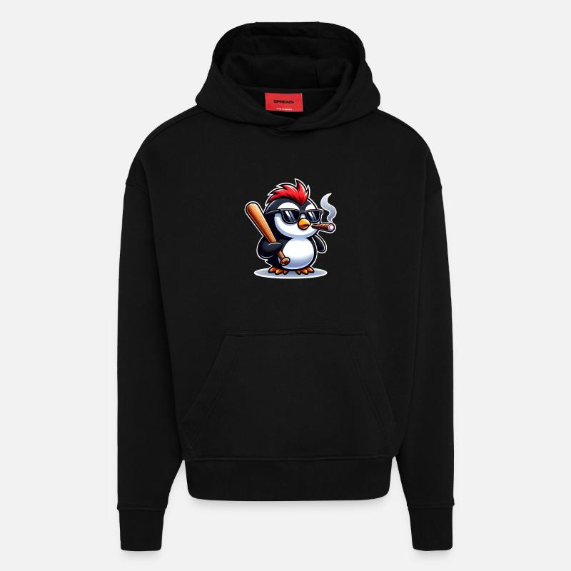 Pinguin  - Hoodie- made by SPREAD  - SOLID BLACK