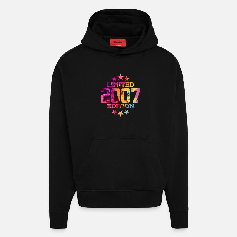 ÉDITION LIMITÉE 2007 19E ANNIVERSAIRE - Sweat à capuche bio épais oversize fabriqué en UE - SOLID BLACK