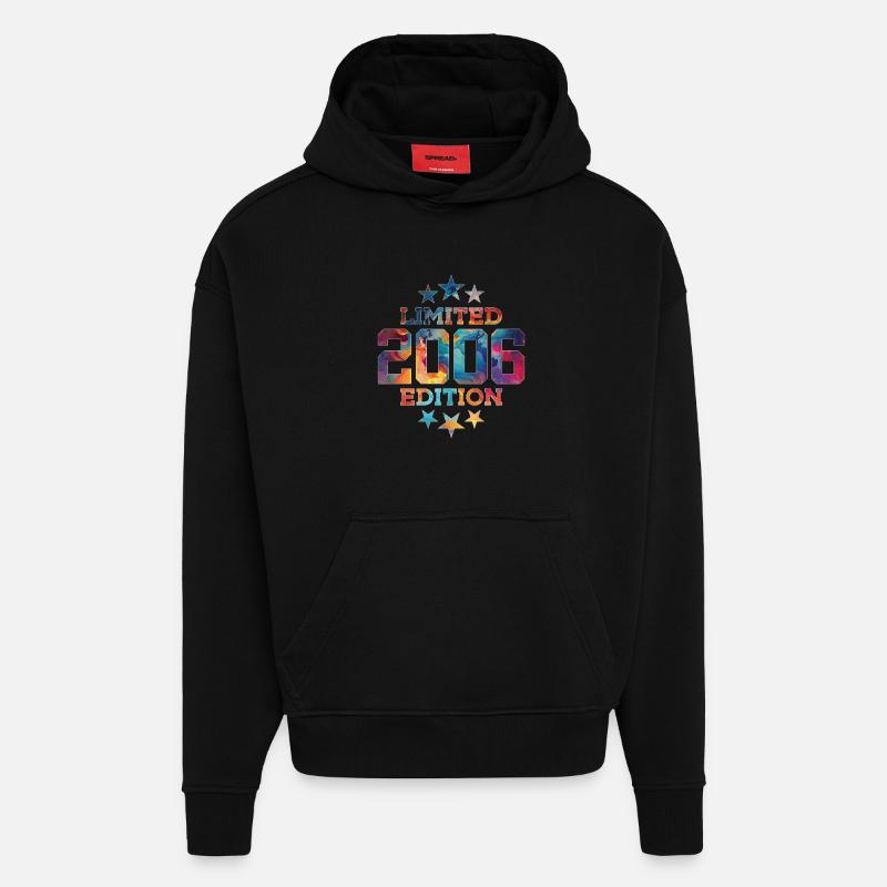 ÉDITION LIMITÉE 2006 ANNIVERSAIRE - Sweat à capuche bio épais oversize fabriqué en UE - SOLID BLACK