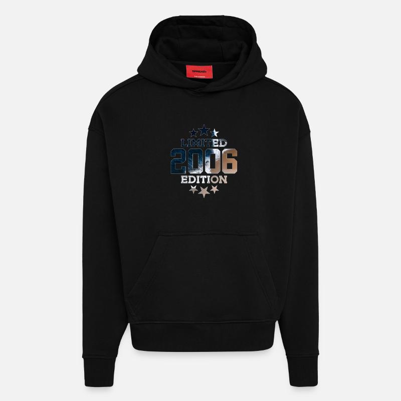 ÉDITION LIMITÉE 2006 ANNIVERSAIRE - Sweat à capuche bio épais oversize fabriqué en UE - SOLID BLACK
