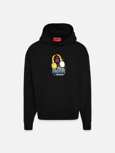Birthday Queen 15th Birthday - Hoodie- made by SPREAD - SOLID BLACK