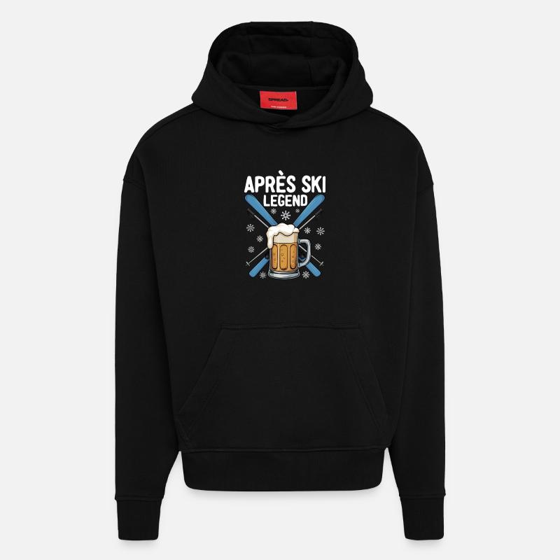 Légende de l’après-ski - Sweat à capuche bio épais oversize fabriqué en UE - SOLID BLACK
