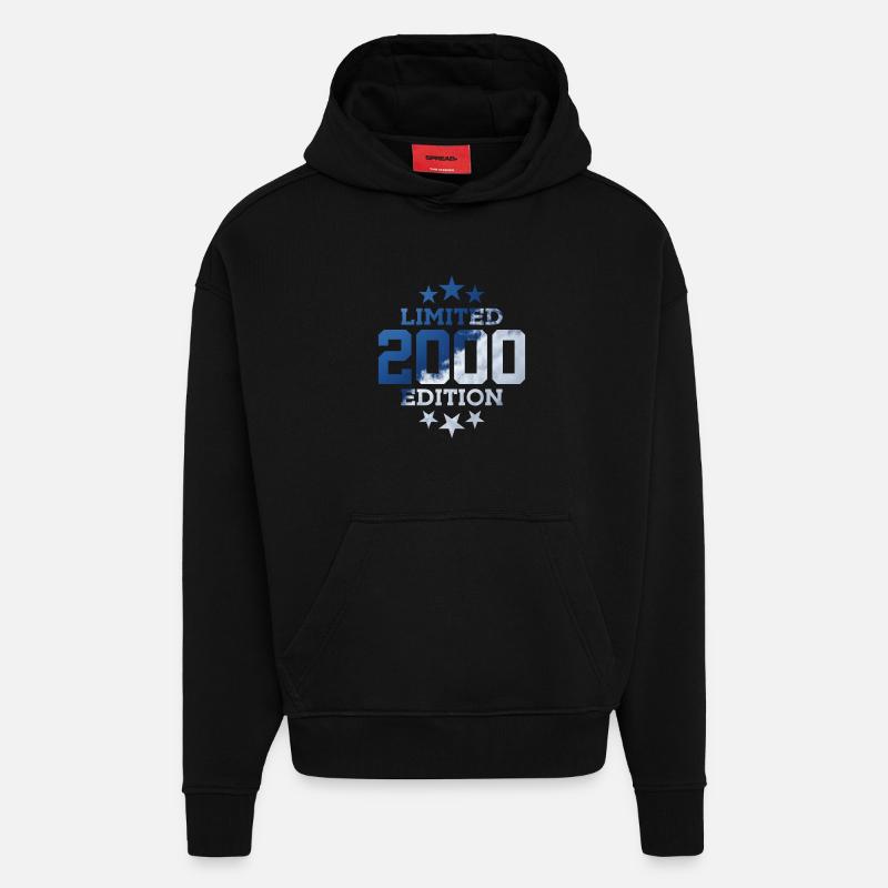 ÉDITION LIMITÉE 26E ANNIVERSAIRE 2000 - Sweat à capuche bio épais oversize fabriqué en UE - SOLID BLACK